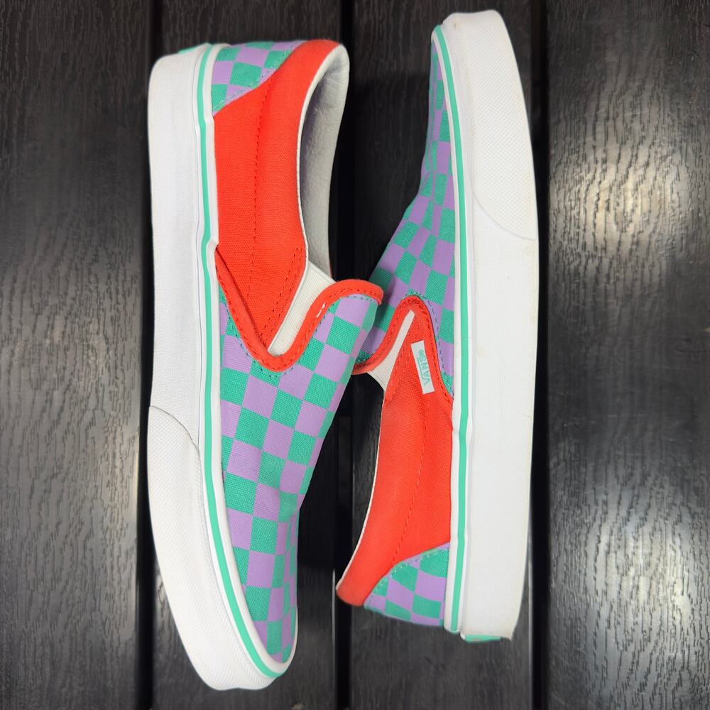 Vans Slip On Checkerboard Skate Shoe - Tomato / Orchid MEN 7/ WMN 8.5. EXCLUSIVE - Picture 2 of 16